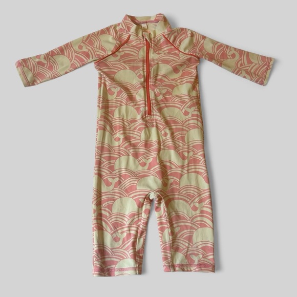 Baby Boden pink tropical print swim romper one piece UPF 40 18-24 months - Picture 1 of 9
